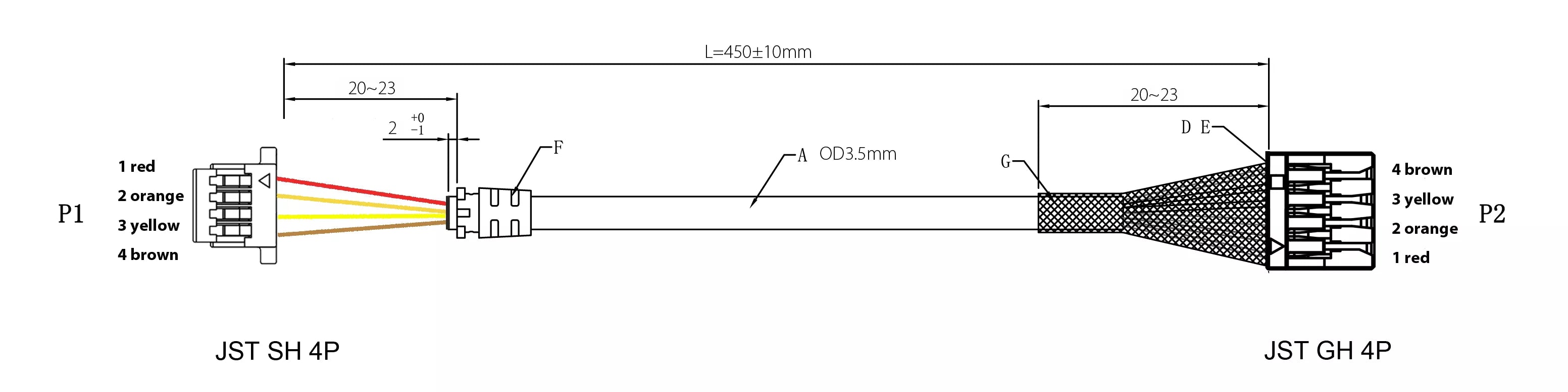 DroneCAN GPS Extended Length Cable (45cm)